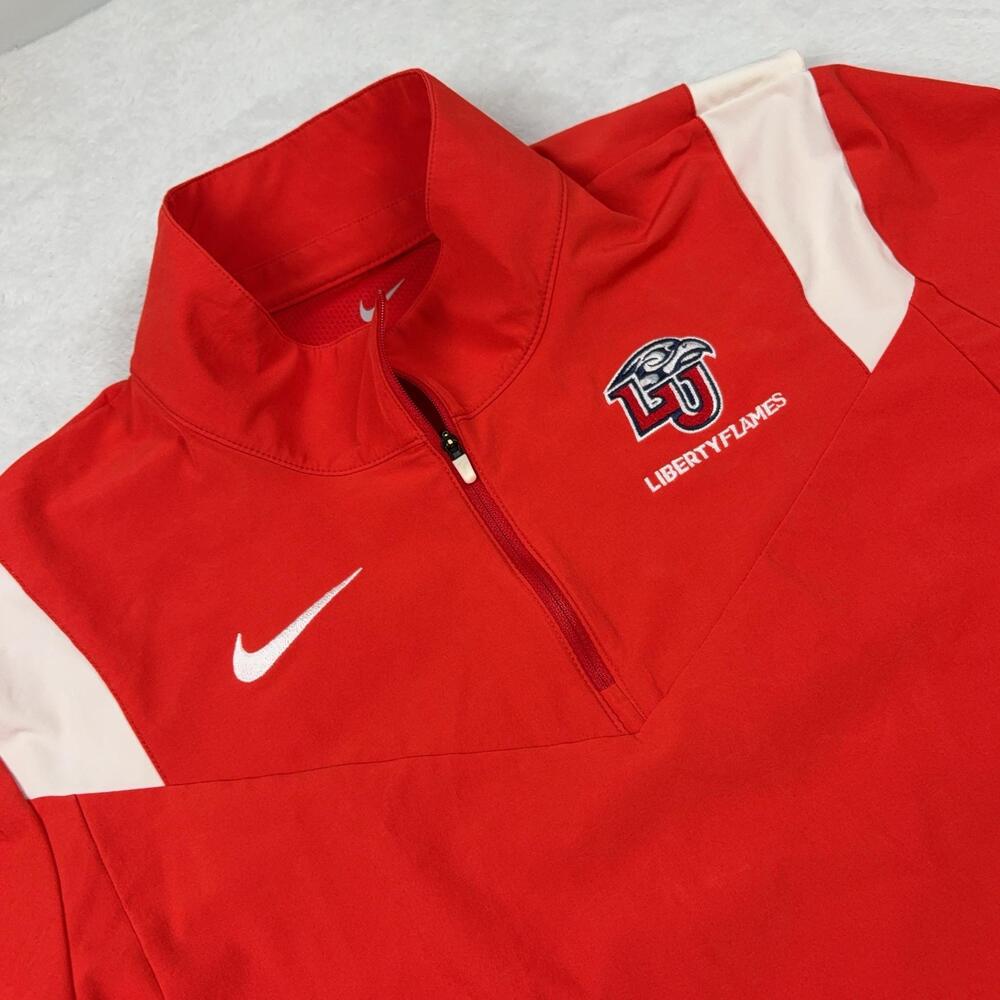 Liberty Flames Nike Coach Jacket Men M Red Quarter Zip Pullover Athletic